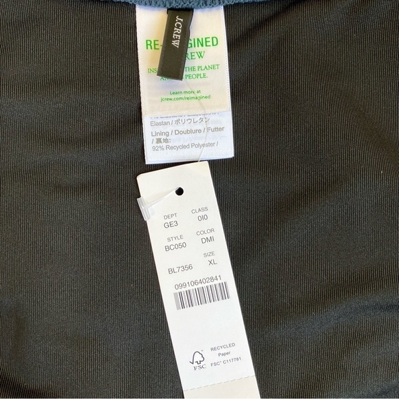 NWT J.Crew Midnight Blue Scrunchie Textured Curved Waist Cheeky Bikini Bottom XL - Picture 15 of 15